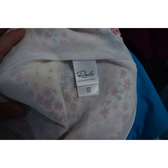 RAILS Helena Large Crepe Mini Dress Floral Button Front Flower Meadows White - Picture 6 of 7